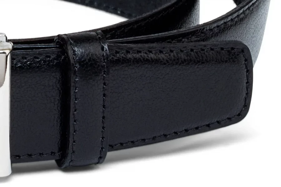 Black Smooth Leather Mens Belt 3