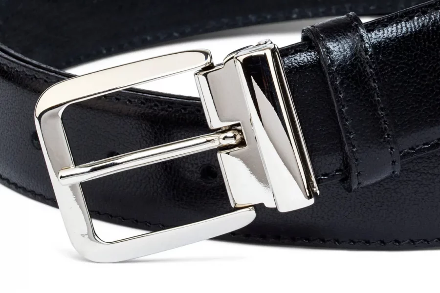 Black Smooth Leather Mens Belt 4