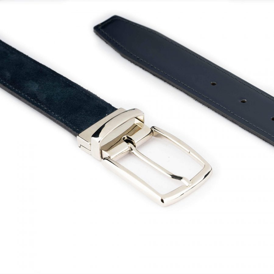 blue suede reversible belt mens with silver buckle 6