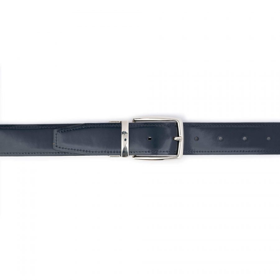 blue suede reversible belt mens with silver buckle 8