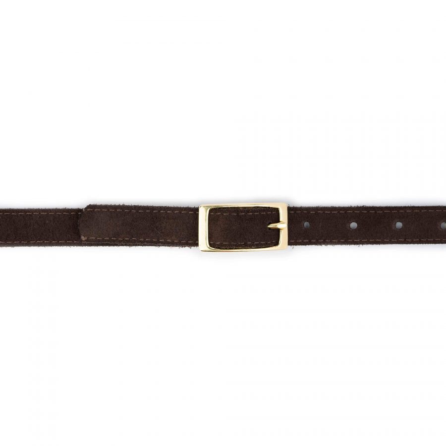 Buy Brown Calf Hair Belt With Gold Brass Buckle | Capo Pelle