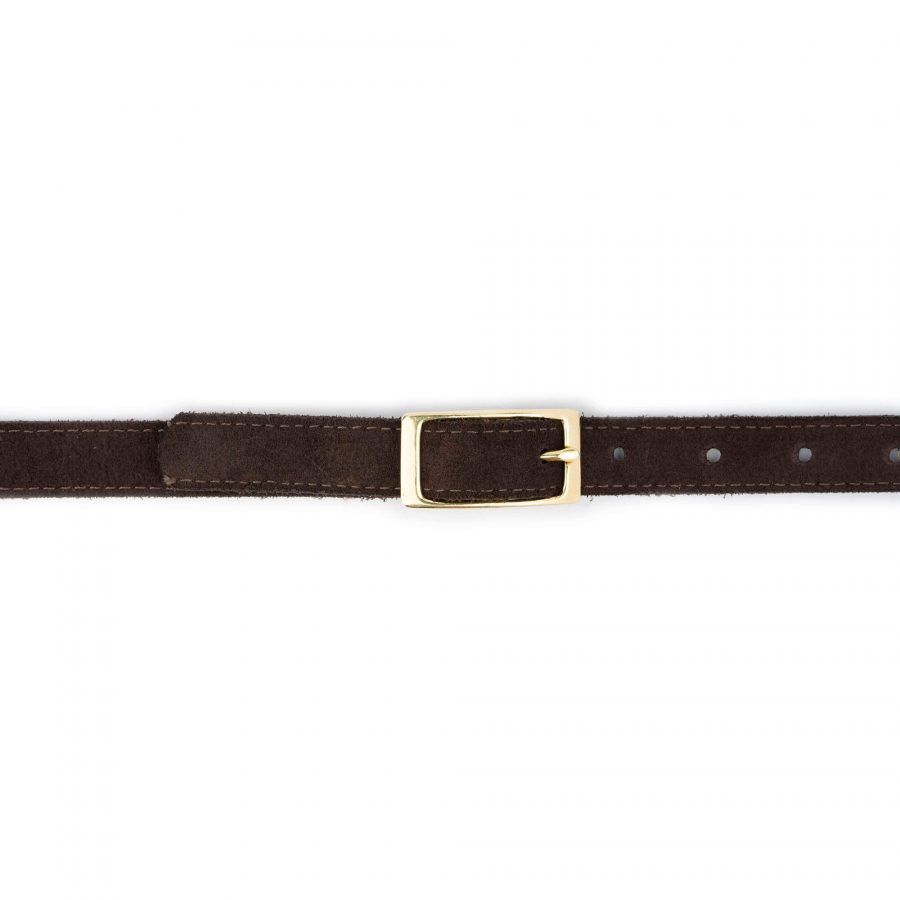 brown calf hair belt with gold brass buckle 4