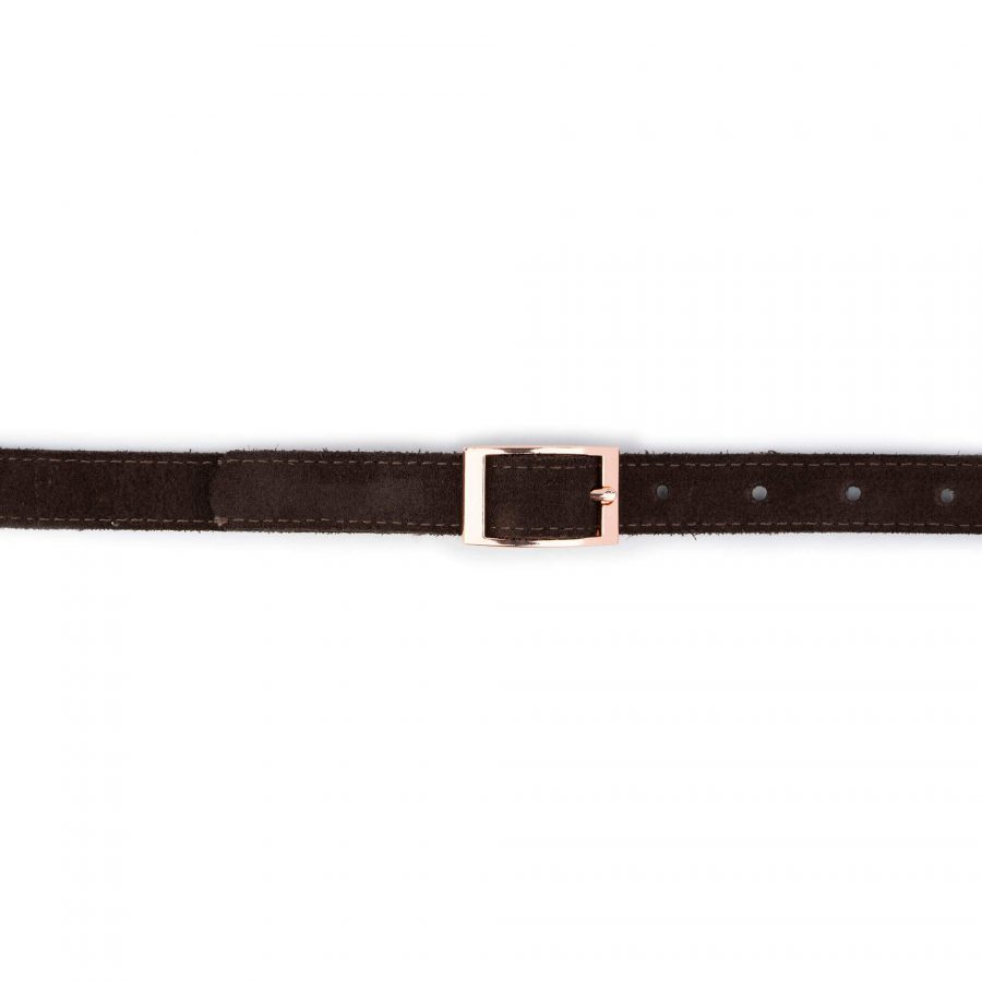 brown calf hair belt with rose gold buckle 4