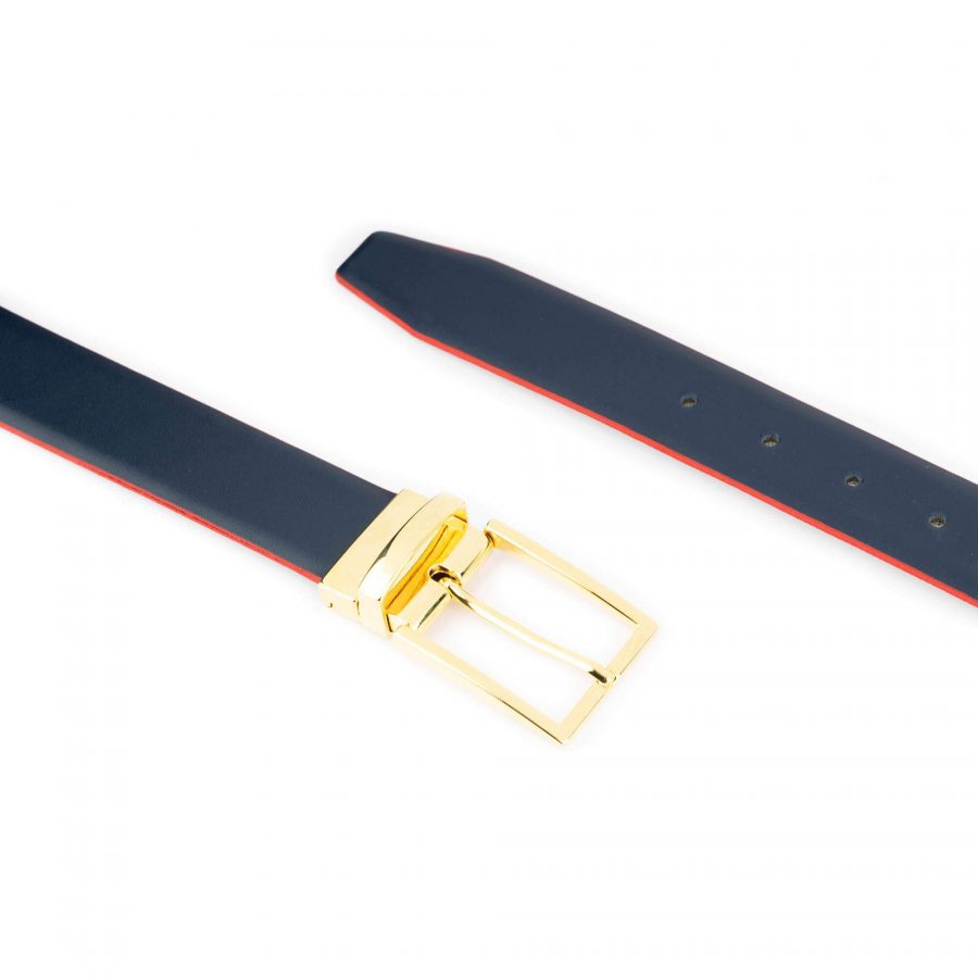 dark blue belt with gold buckle reversible to light gray 5