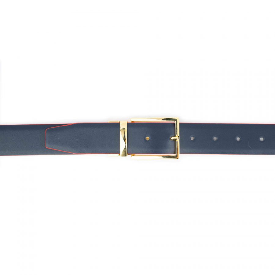 dark blue belt with gold buckle reversible to light gray 6