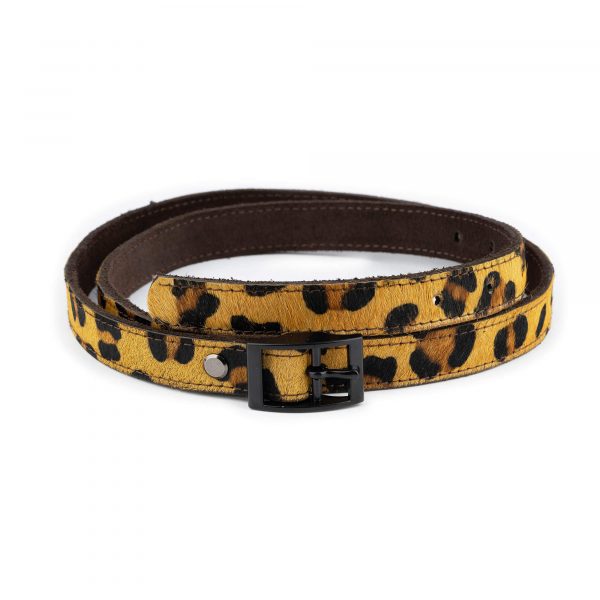 leopard print belt with black center bar buckle 1