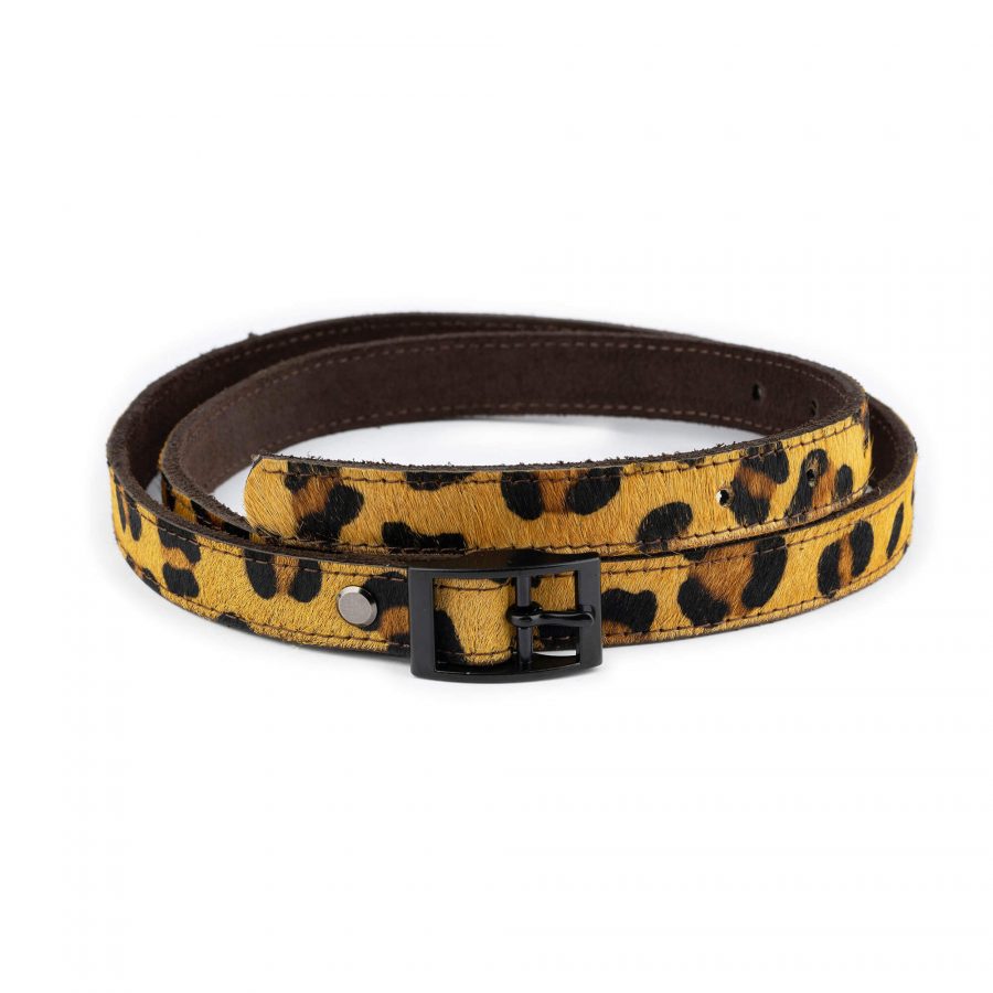 leopard print belt with black center bar buckle 1