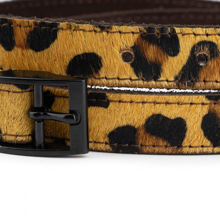 leopard print belt with black center bar buckle 2