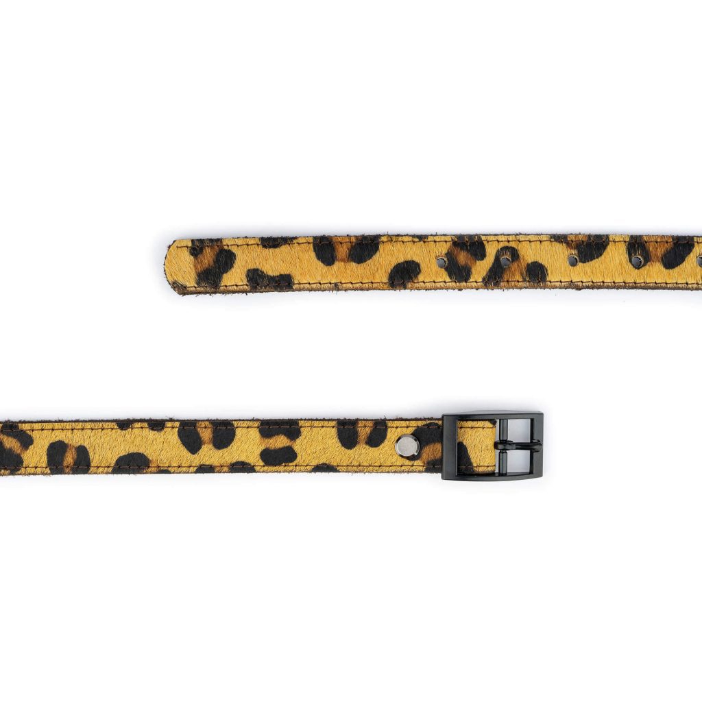 Leopard-Print Monster Buckle Leather Belt main image 1