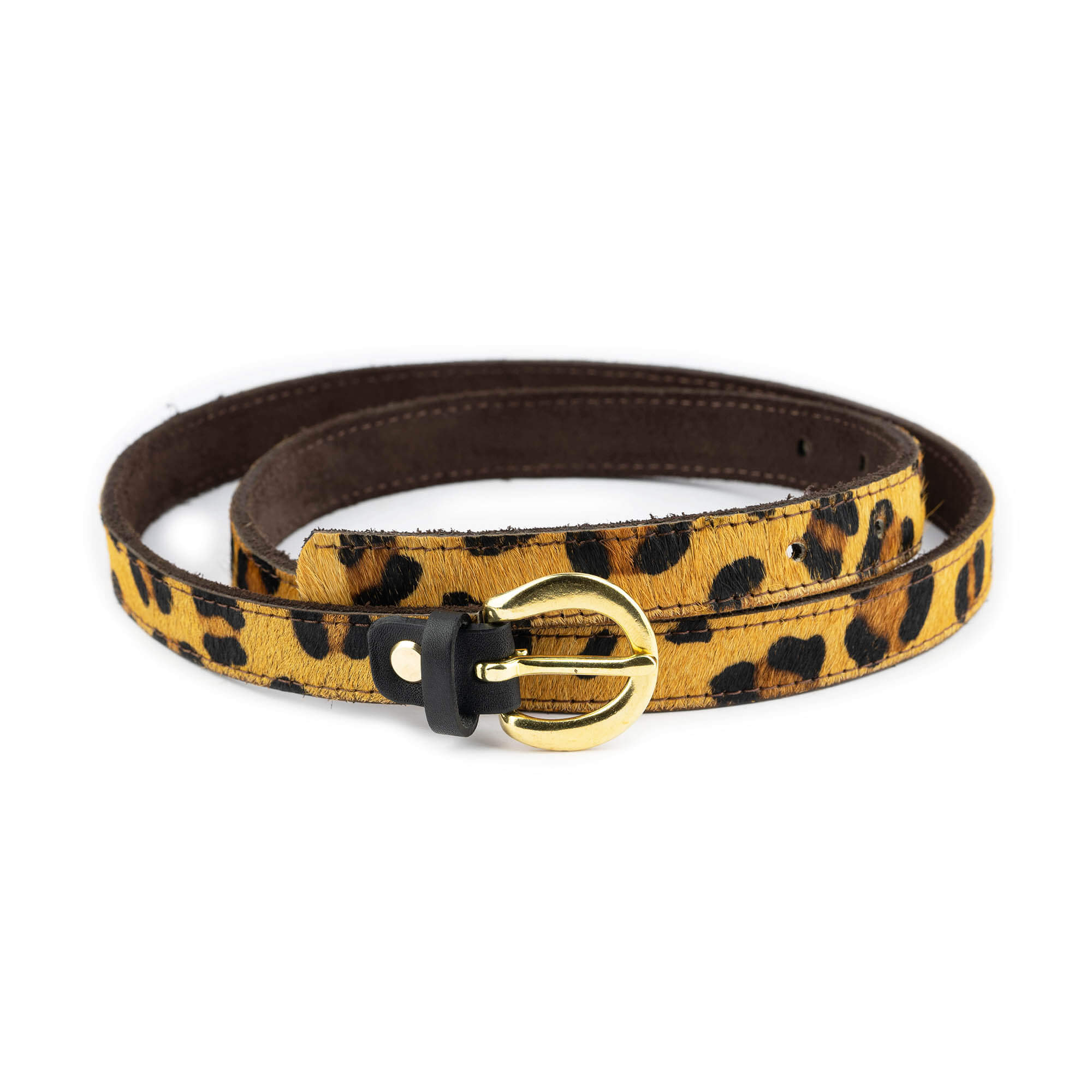 Buy Leopard Print Belt With Gold Buckle | LeatherBeltsOnline.com