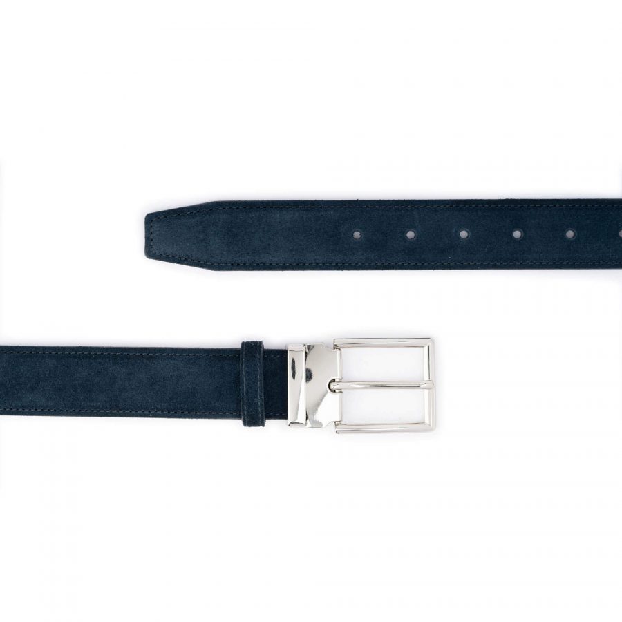 mens suede blue belt with silver buckle 2