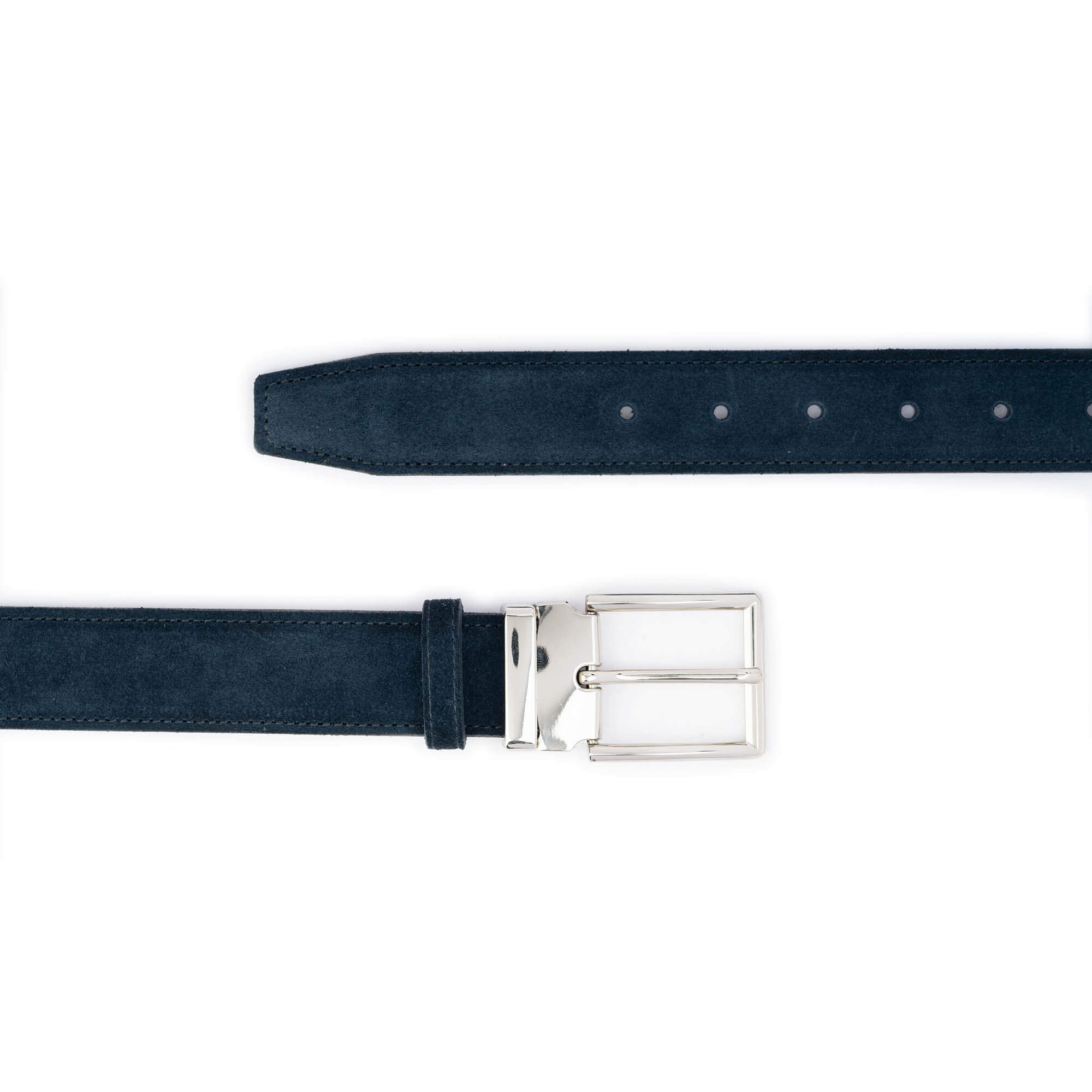 Buy Mens Suede Blue Belt With Silver Buckle | Capo Pelle