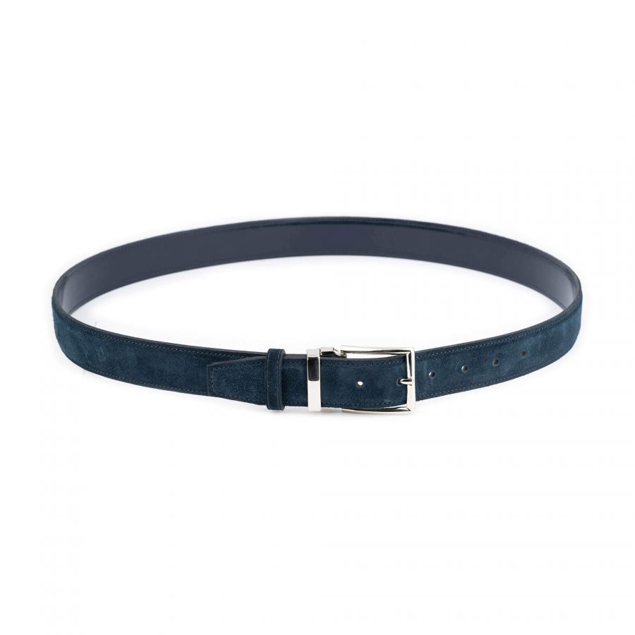 mens suede blue belt with silver buckle 5