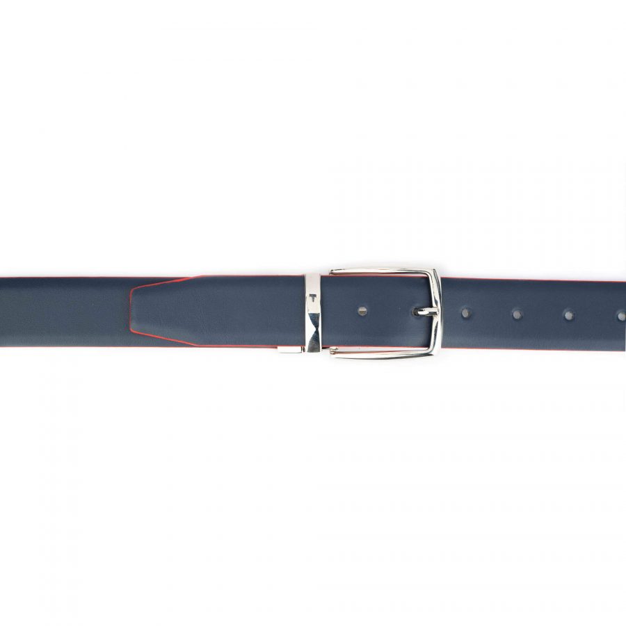Buy Navy Blue Reversible Mens Belt With Silver Buckle | Capo