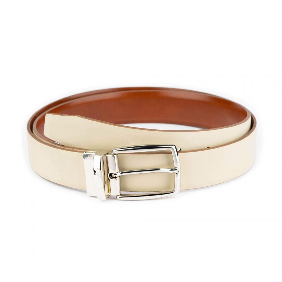 reversible brown belt for men with silver buckle 2