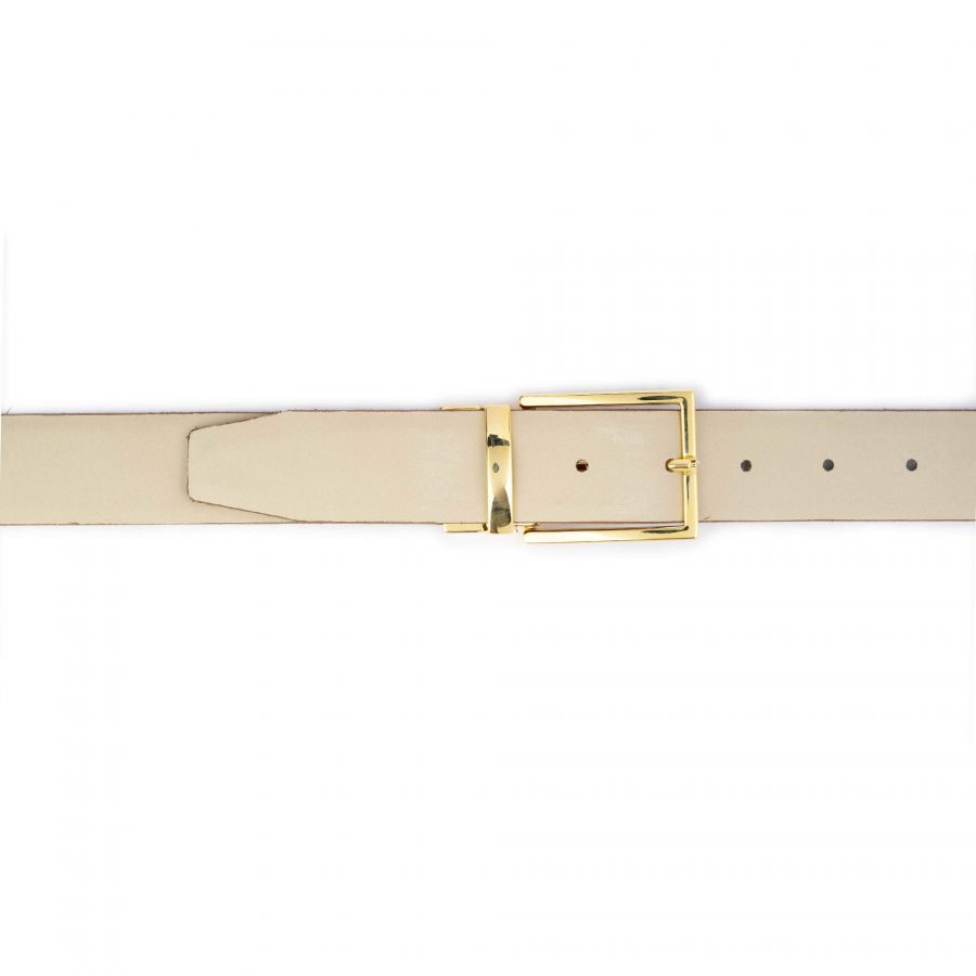 reversible mens brown belt with gold buckle 6