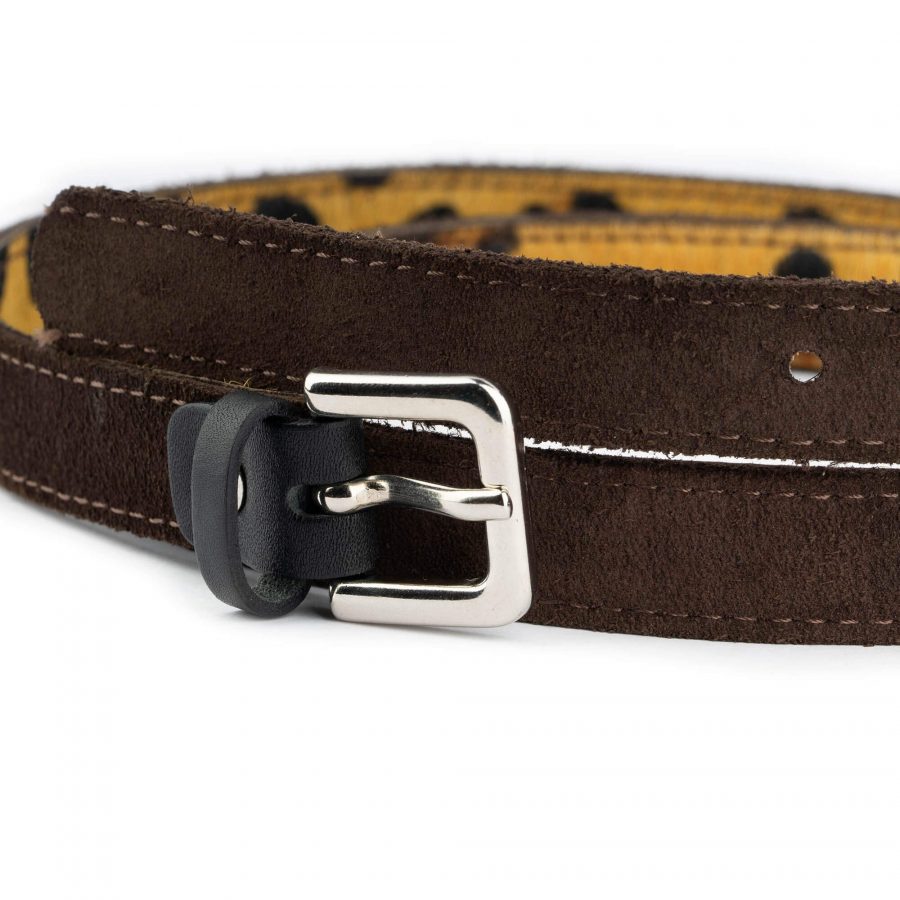 skinny womens brown suede belt 2