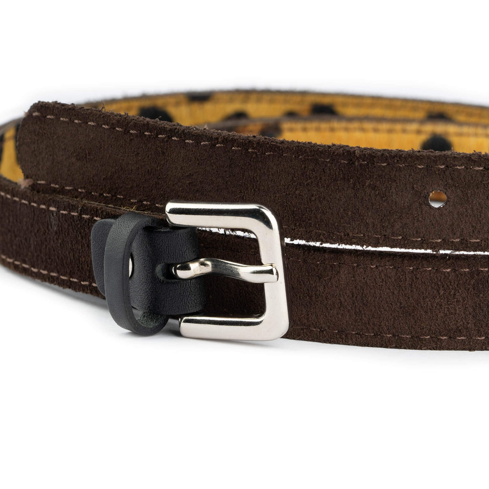 Skinny Womens Brown Suede Belt