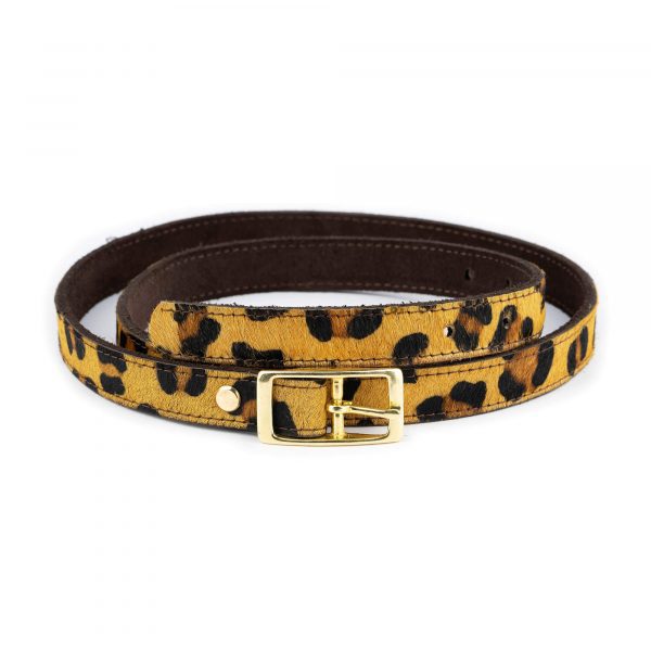 womens leopard belt with brass buckle 1