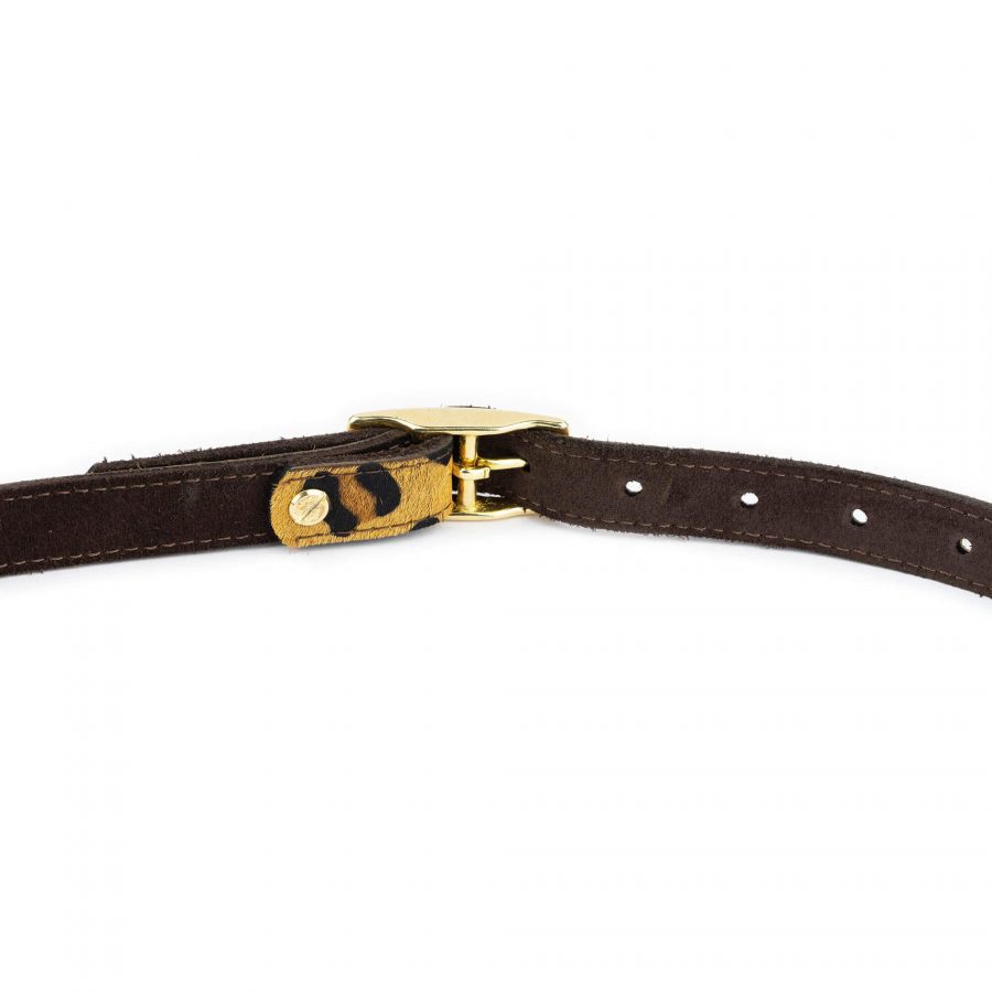 womens leopard belt with brass buckle 6