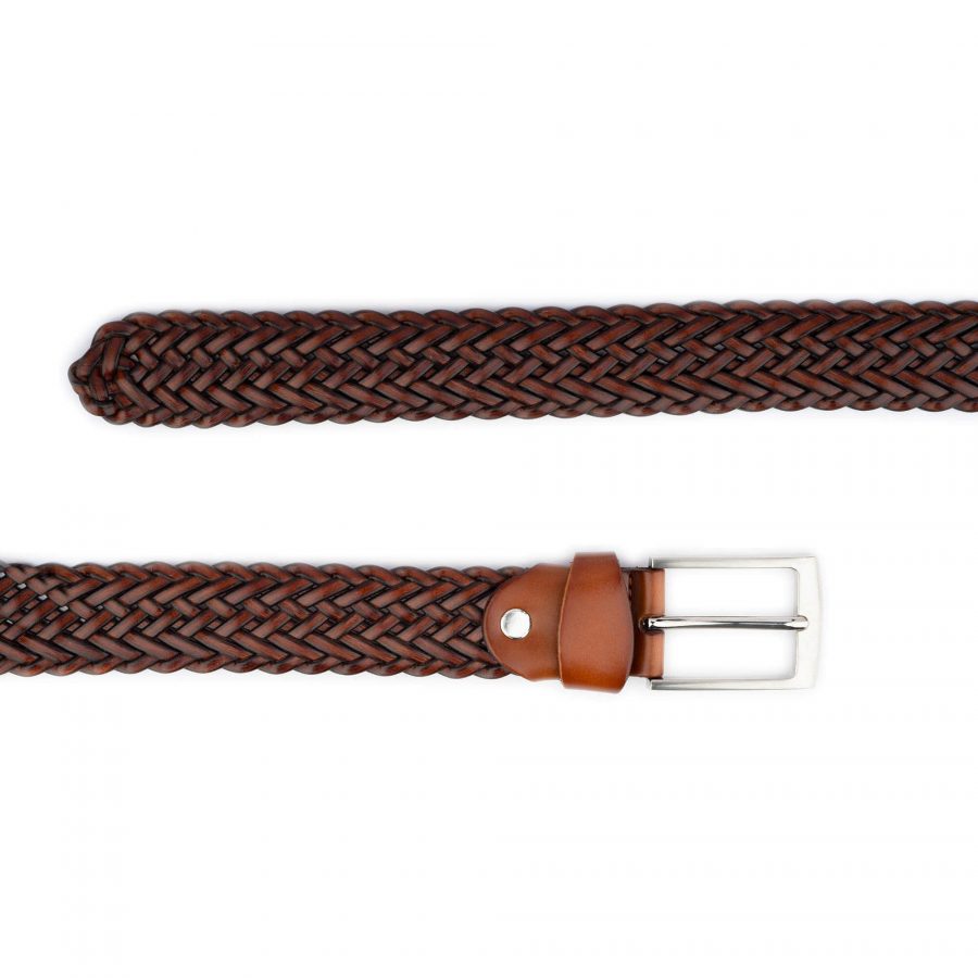 Cognac Brown Braided Belt For Men 2