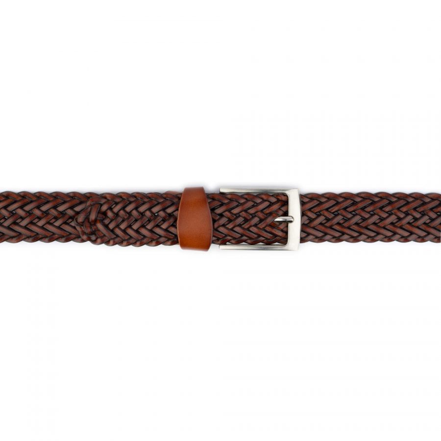 Cognac Brown Braided Belt For Men 3