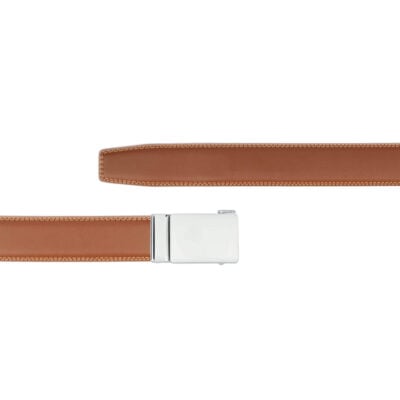 brown vegan belt mens with white buckle