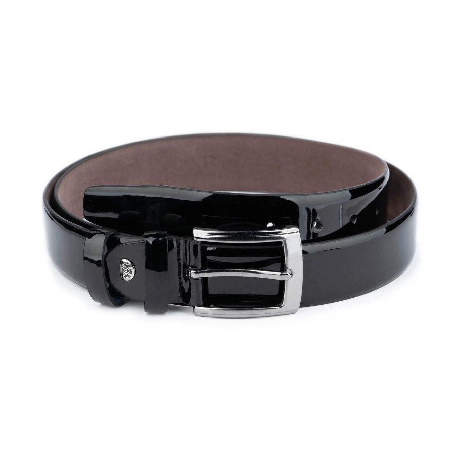 mens black patent leather belt luxury 1