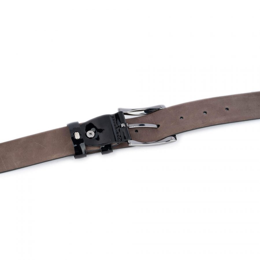mens black patent leather belt luxury 5
