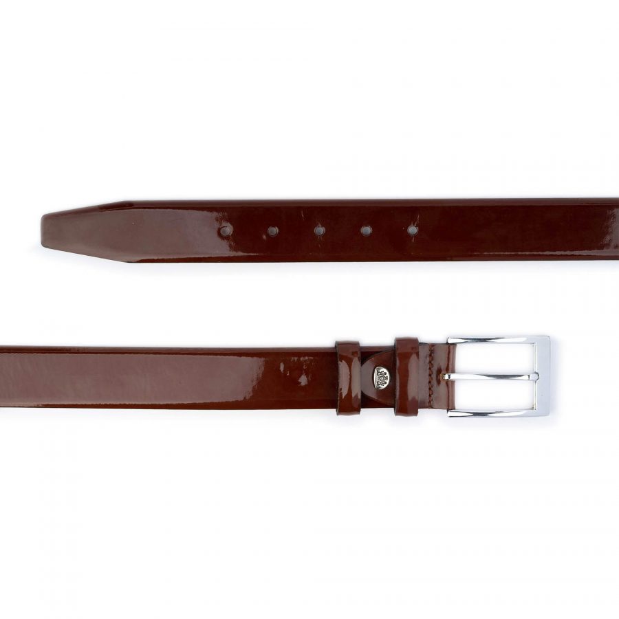 mens brown patent leather belt luxury 3