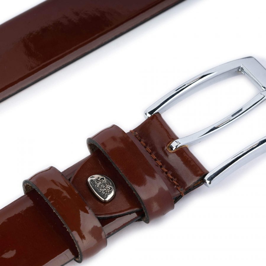mens brown patent leather belt luxury 4