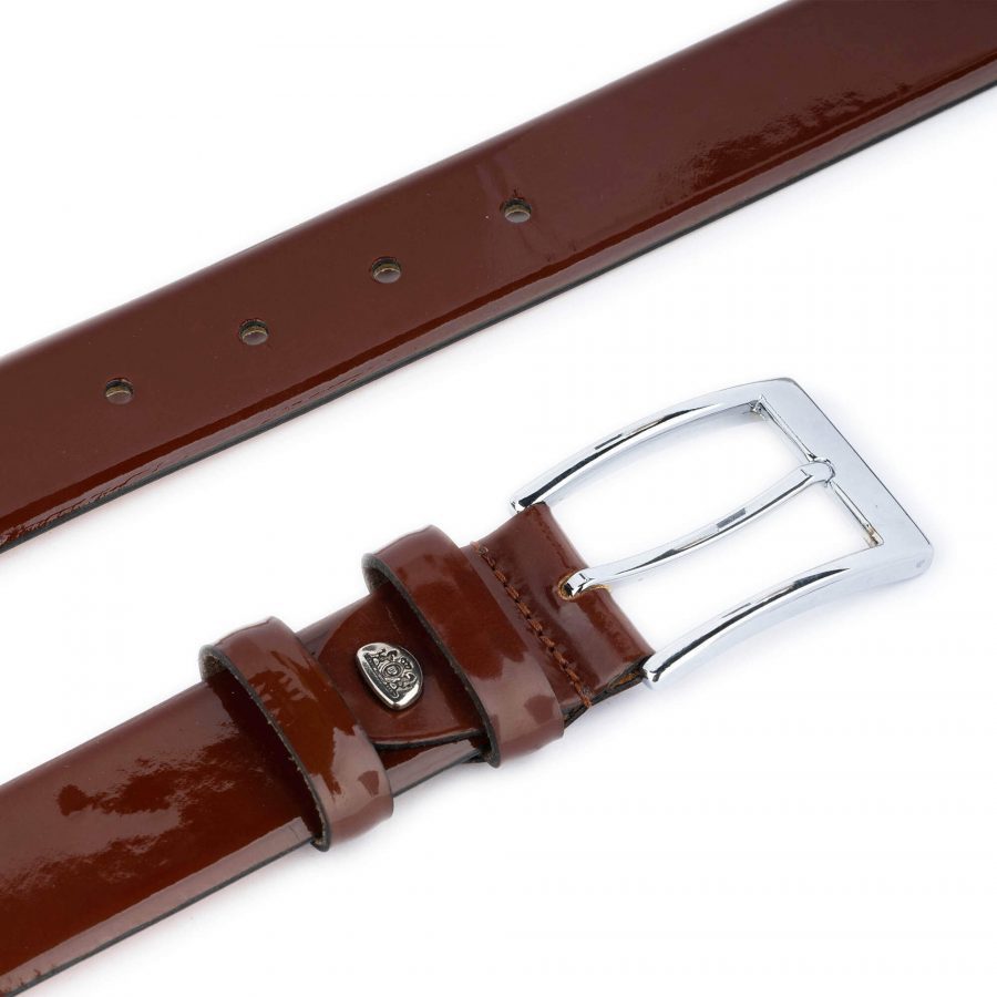 mens brown patent leather belt luxury 5