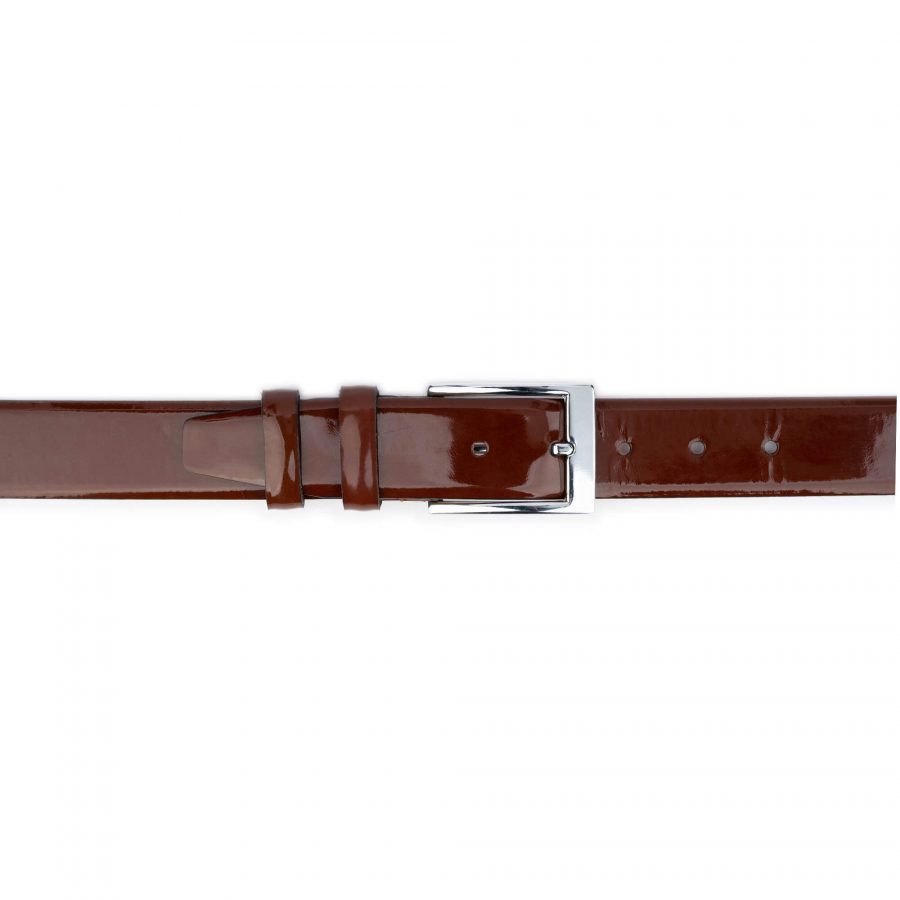 mens brown patent leather belt luxury 6