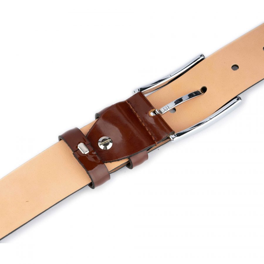 mens brown patent leather belt luxury 7