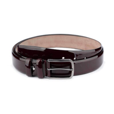 mens burgundy patent leather belt luxury 1