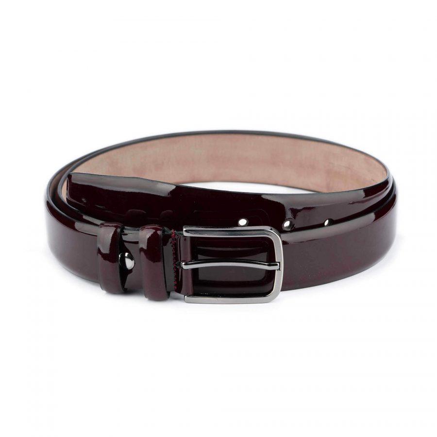 mens burgundy patent leather belt luxury 1