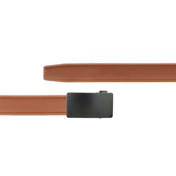 tan comfort click belt vegan leather black buckle