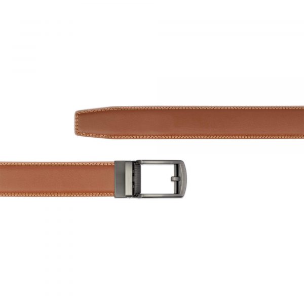 tan vegan belt mens with gray auto buckle