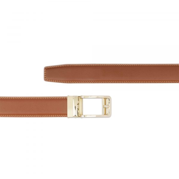 vegan brown belt with gold slide buckle