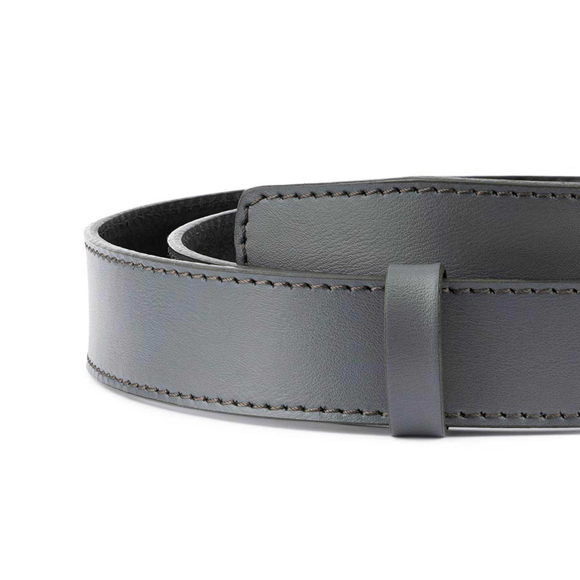 Men's Comfort Click Belt for Suit | Gray Leather Silver Buckle 38 / 95 cm - Gray | Capo Pelle