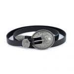 Buy Black Western Belts For Women With Large Silver Buckle display picture 3