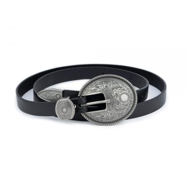 black western belts for women with large silver buckle 1