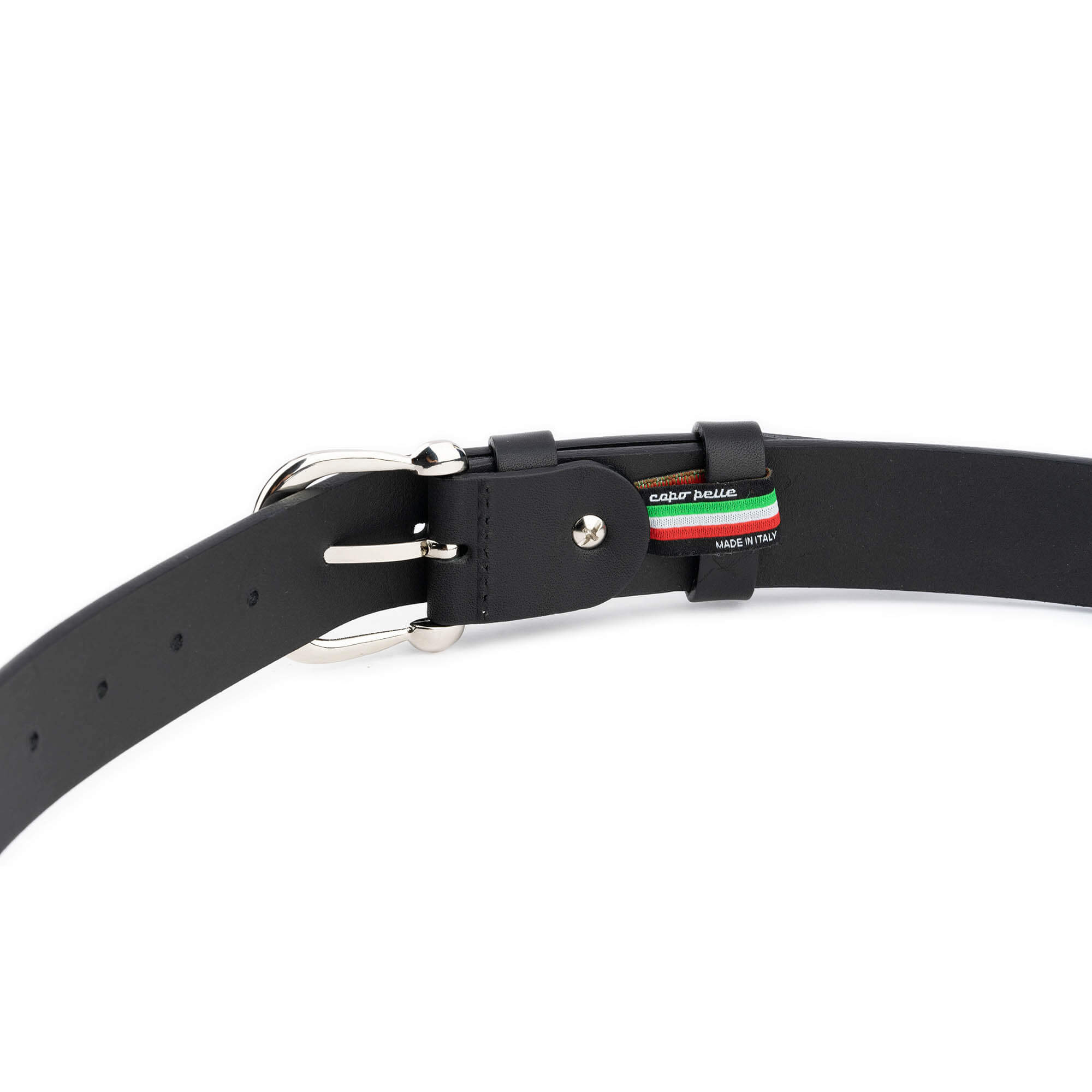 Horseshoe buckle black 35 mm leather belt - Luxury Belts