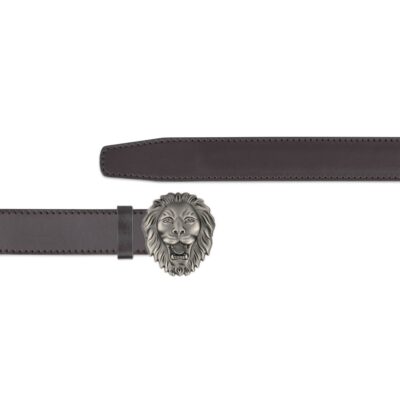 brown ratchet belt with lion head buckle copy