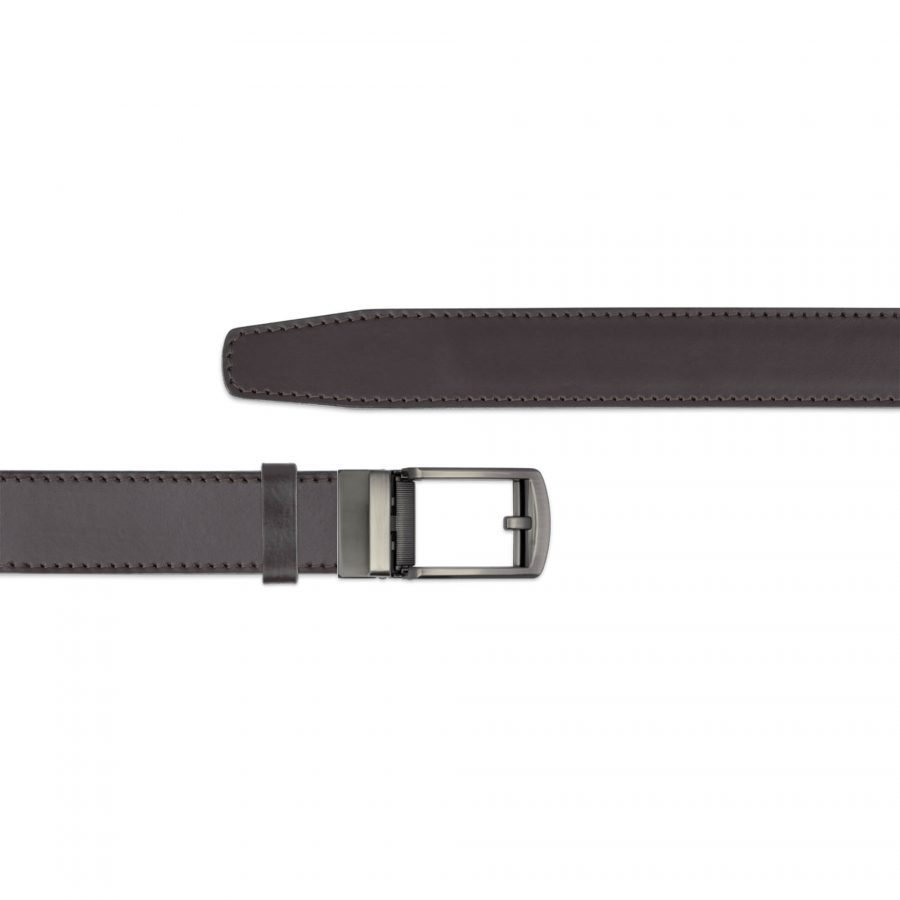 brown ratchet mens belt with classic gray buckle copy