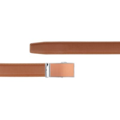 brown vegan belt with copper brown plaque buckle copy