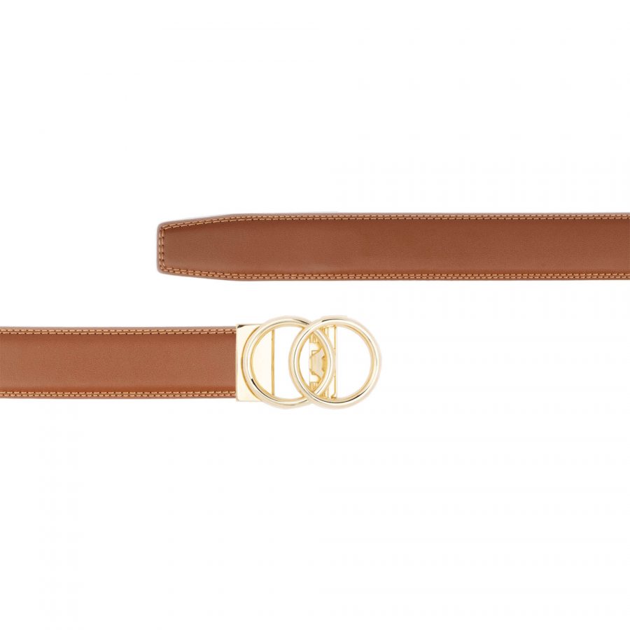 brown vegan belt with two ring gold buckle copy