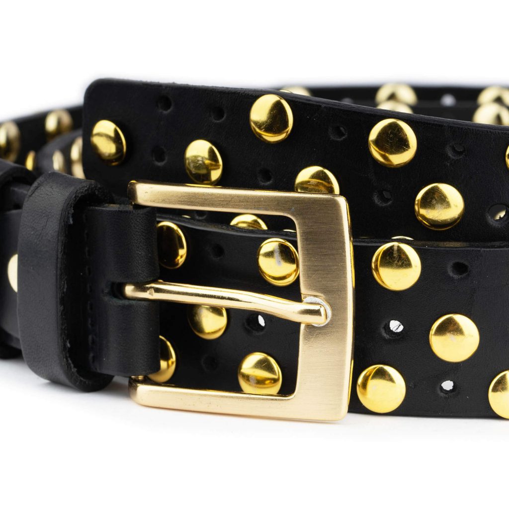 Woven Leather Belt - Black And Gold