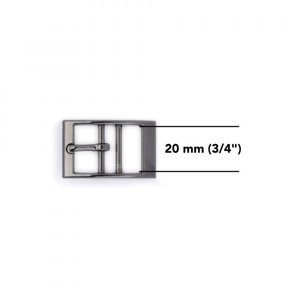 gray center bar buckle for belts 20 mm