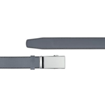 gray mens ratchet belt white silver plaque buckle copy
